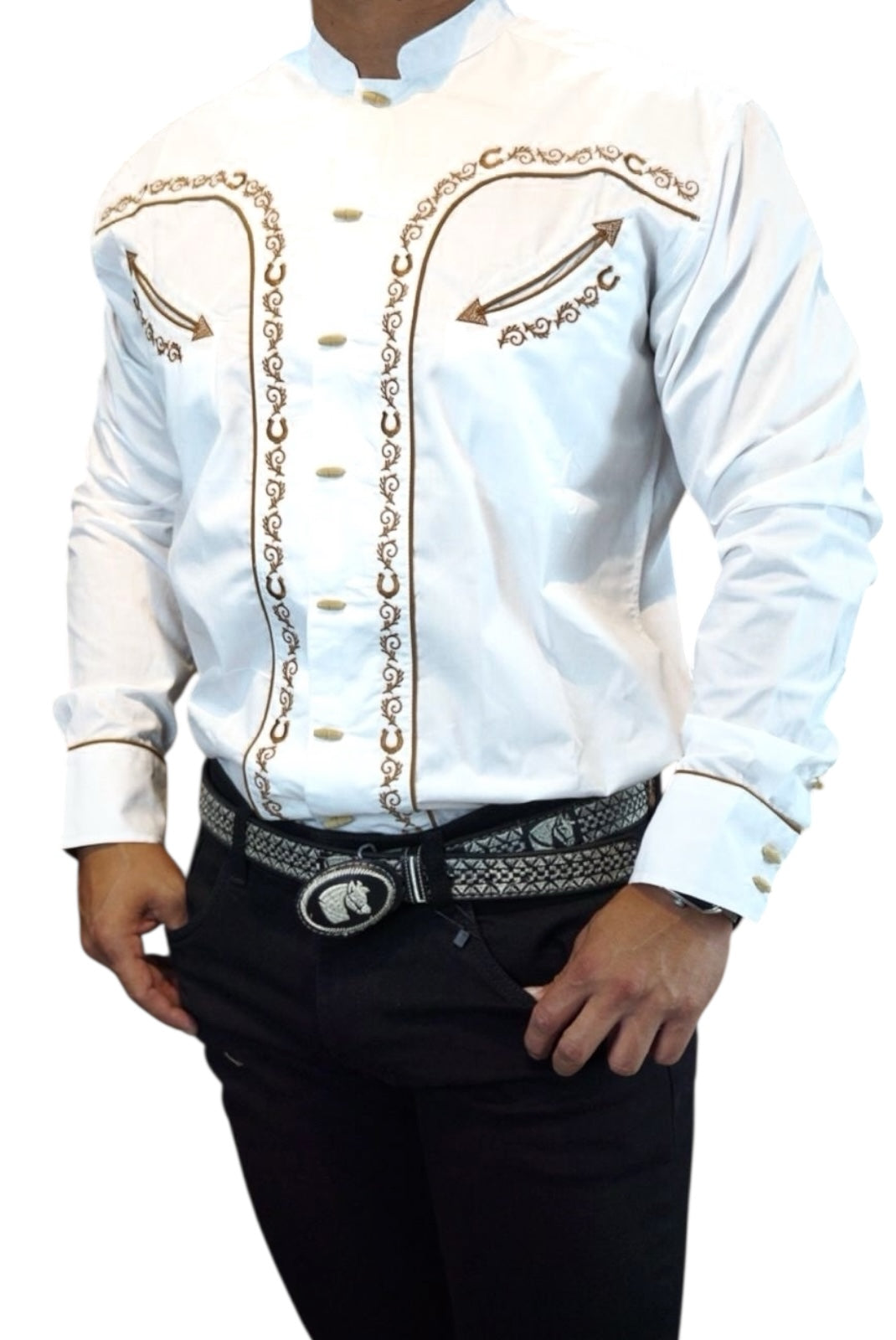 Camisa vaquera manga larga Agnor para caballero blanco premium Mod. HAgCL32