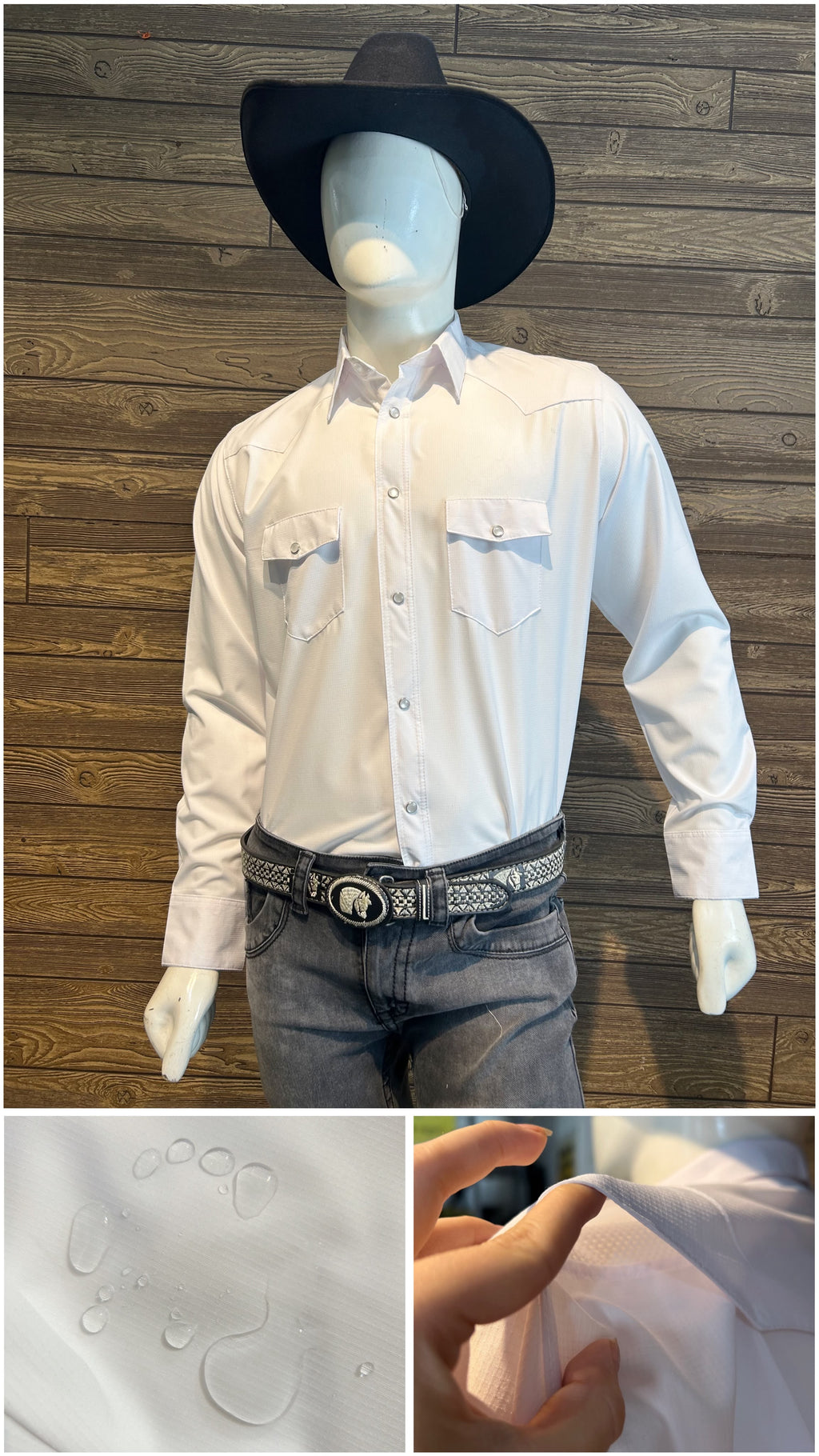 Camisa vaquera manga larga Agnor para caballero repelente blanco premium Mod. HAgCL40