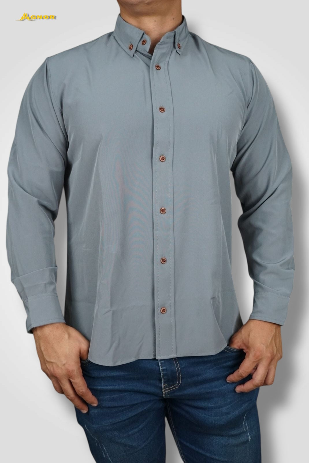 Camisa manga larga Agnor para caballero gris perla Antifluido Mod. HAgCL17
