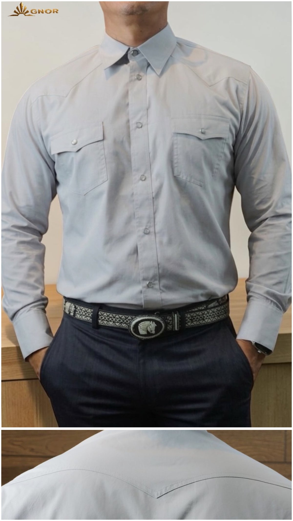Camisa vaquera manga larga Agnor para caballero Gris premium Mod. HAgCL35