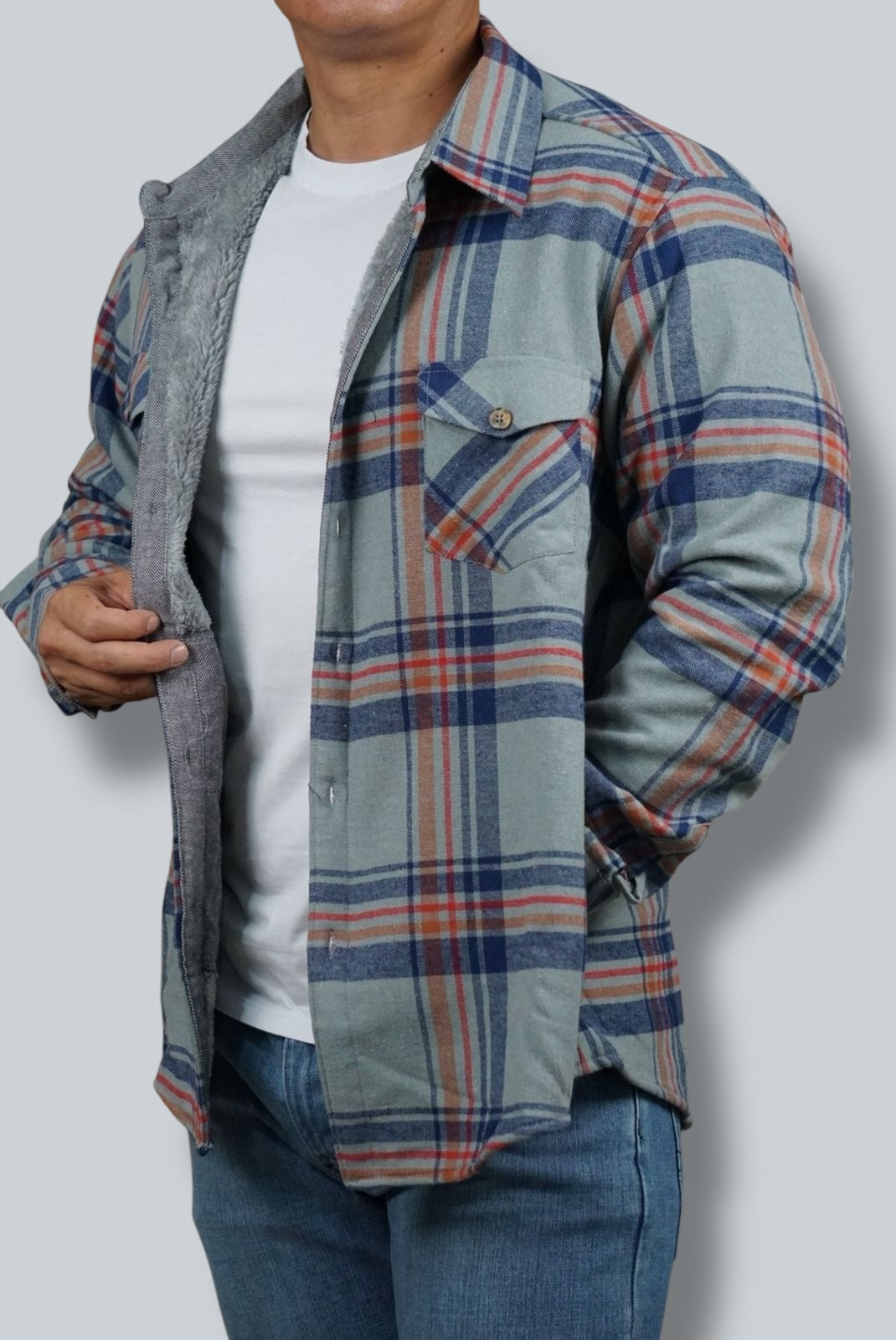 Camisola aborregada manga larga Agnor para caballero Aqua franela premium Mod. HAgCL21