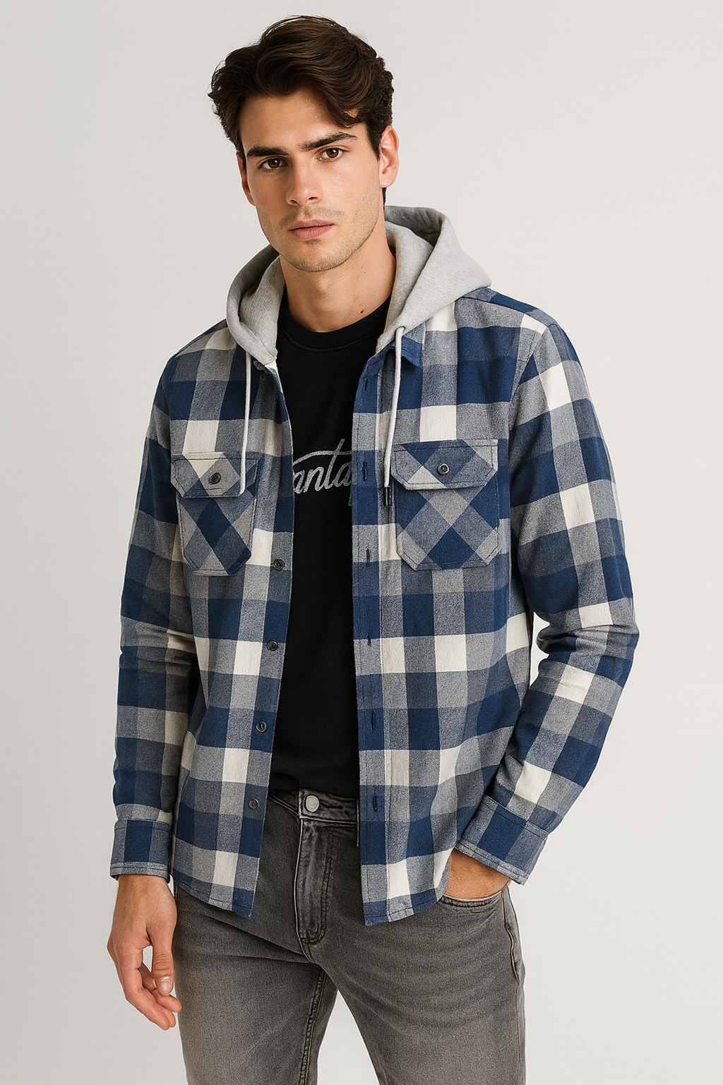 Camisola ligera manga larga Agnor para caballero marino tipo franela premium Mod. HAgCL18