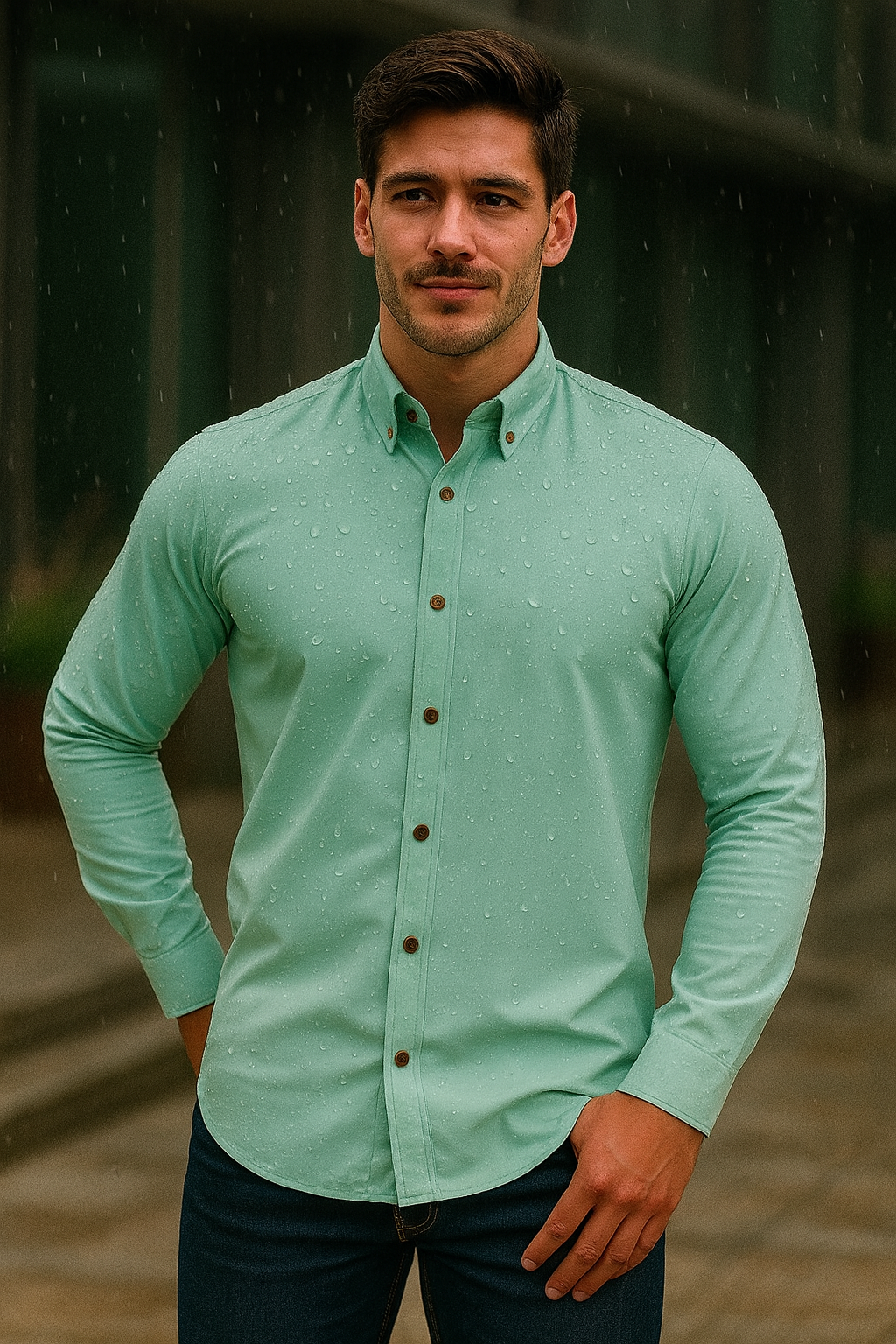 Camisa manga larga Agnor para caballero menta Antifluido Mod. HAgCL17