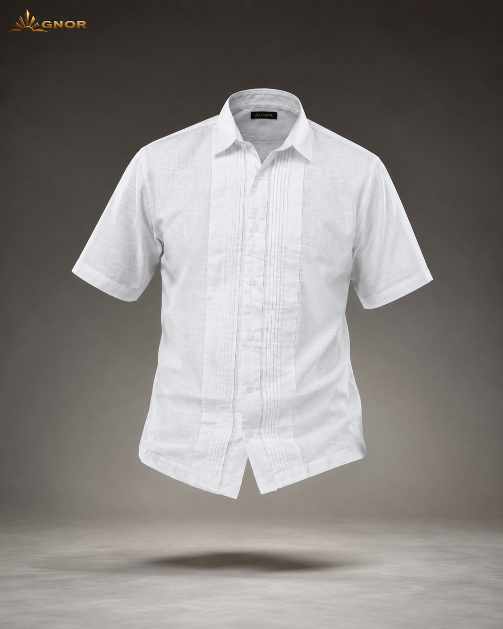 Camisa guayabera manga corta Agnor para caballero Blanco premium Mod. HAgCC20