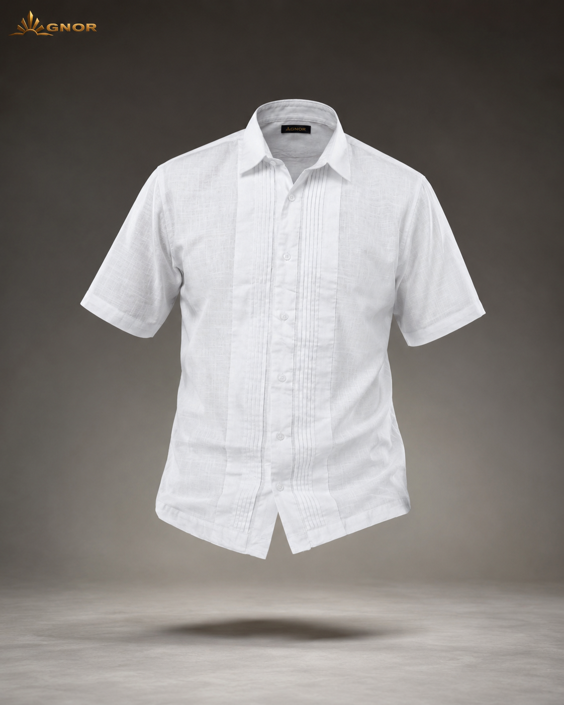 Camisa guayabera manga corta Agnor para caballero Blanco premium Mod. HAgCC20