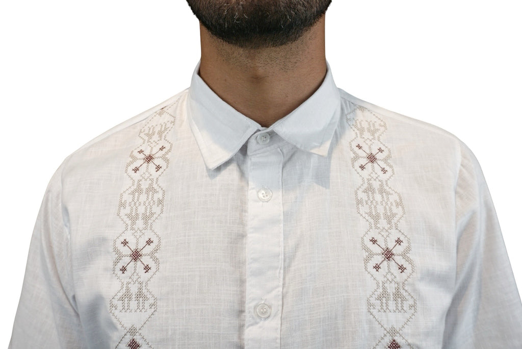 Camisa guayabera manga corta Agnor para caballero Blanco premium Mod. HAgCC21