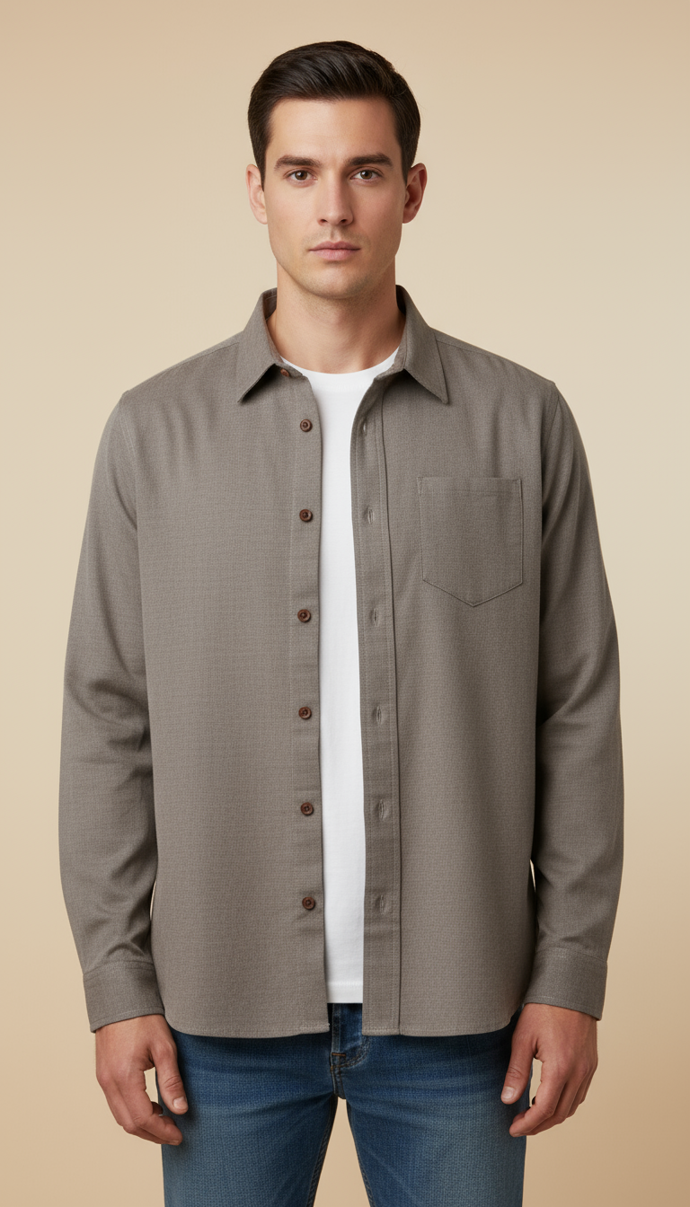 Camisa de panilla manga larga Agnor para caballero beige premium Mod. HAgCL28