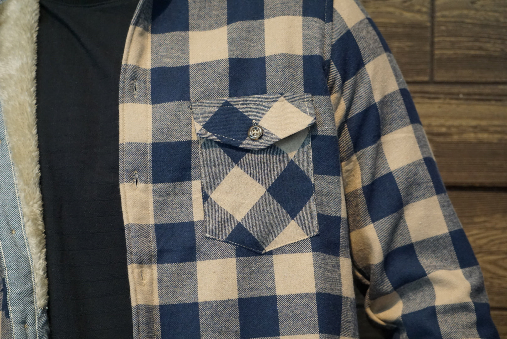 Camisola aborregada manga larga Agnor para caballero crema franela premium Mod. HAgCL42