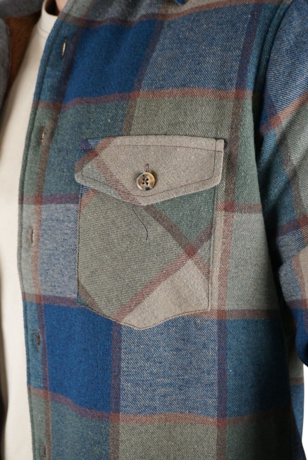 Camisola aborregada manga larga Agnor para caballero Azul franela premium Mod. HAgCL26