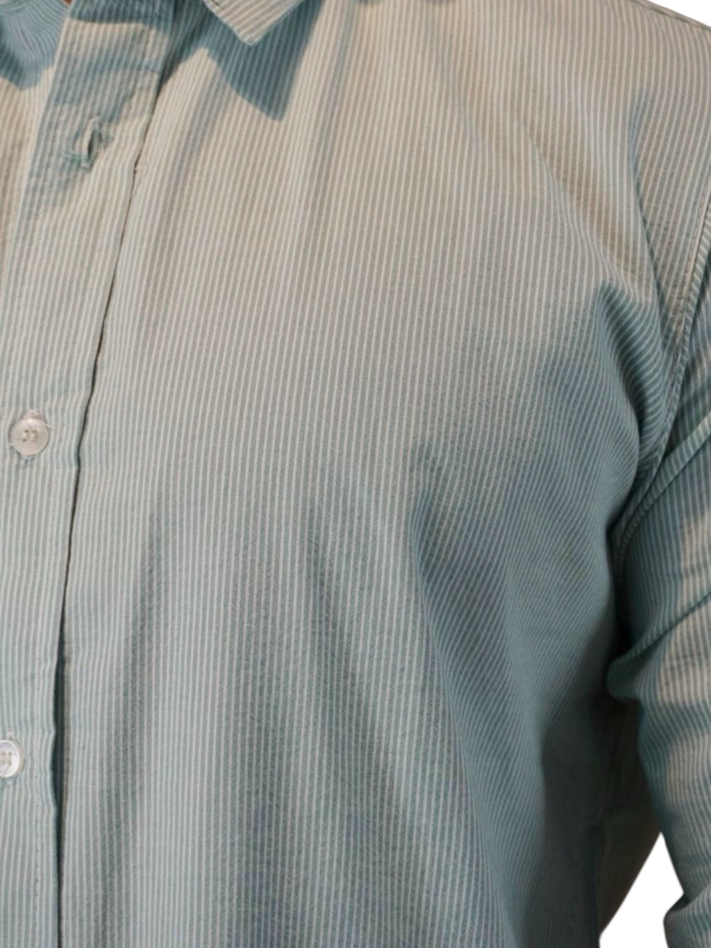 Camisa micro rayas manga larga Agnor para caballero Verde algodón premium Mod. HAgCL25