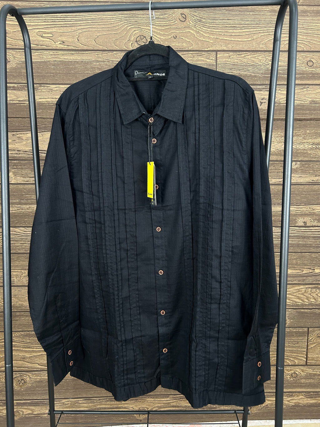 Camisa guayabera manga larga Agnor para caballero negro Mod. HAgCL22