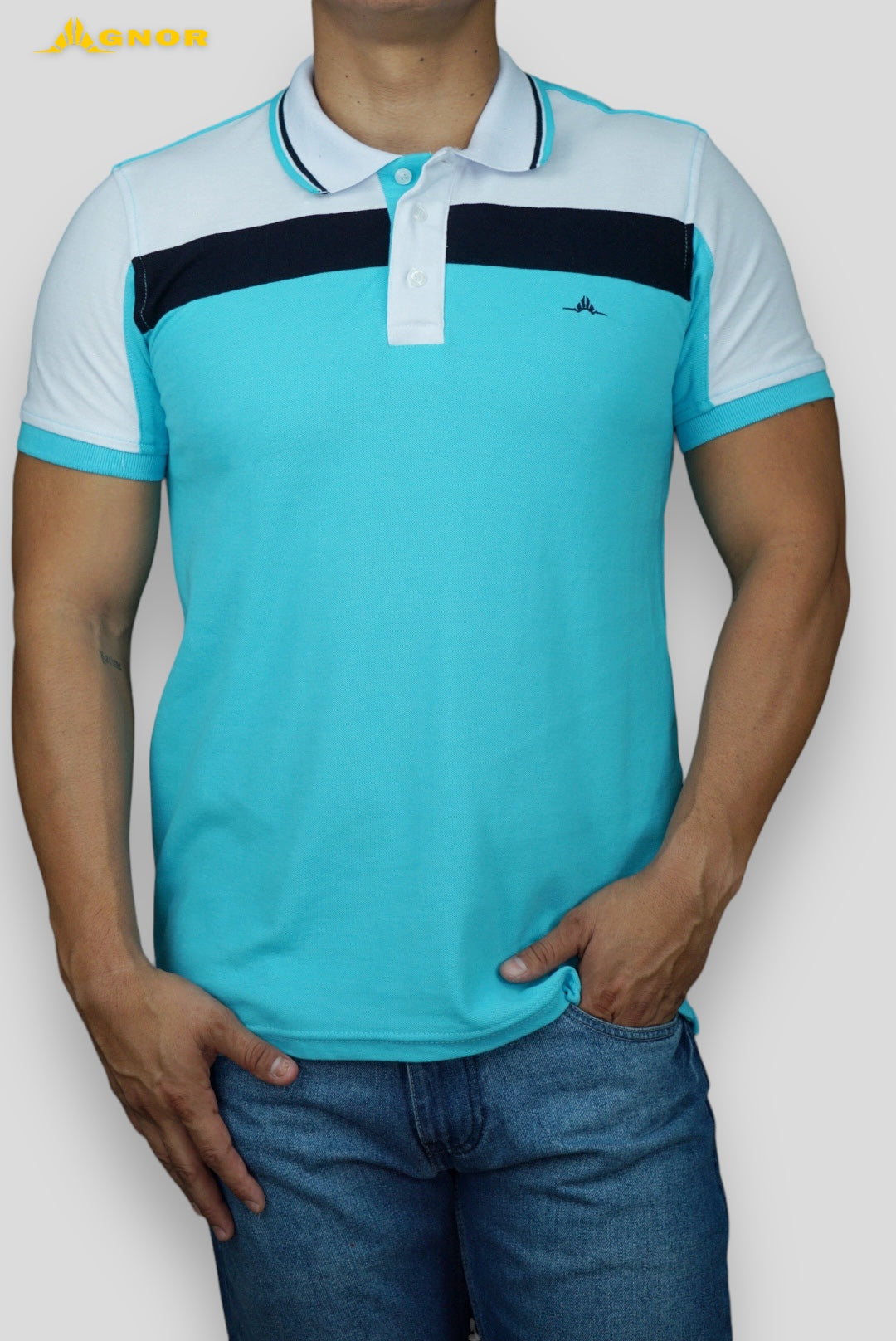 Playera cuello polo Agnor para caballero Aqua Mod. HAg33