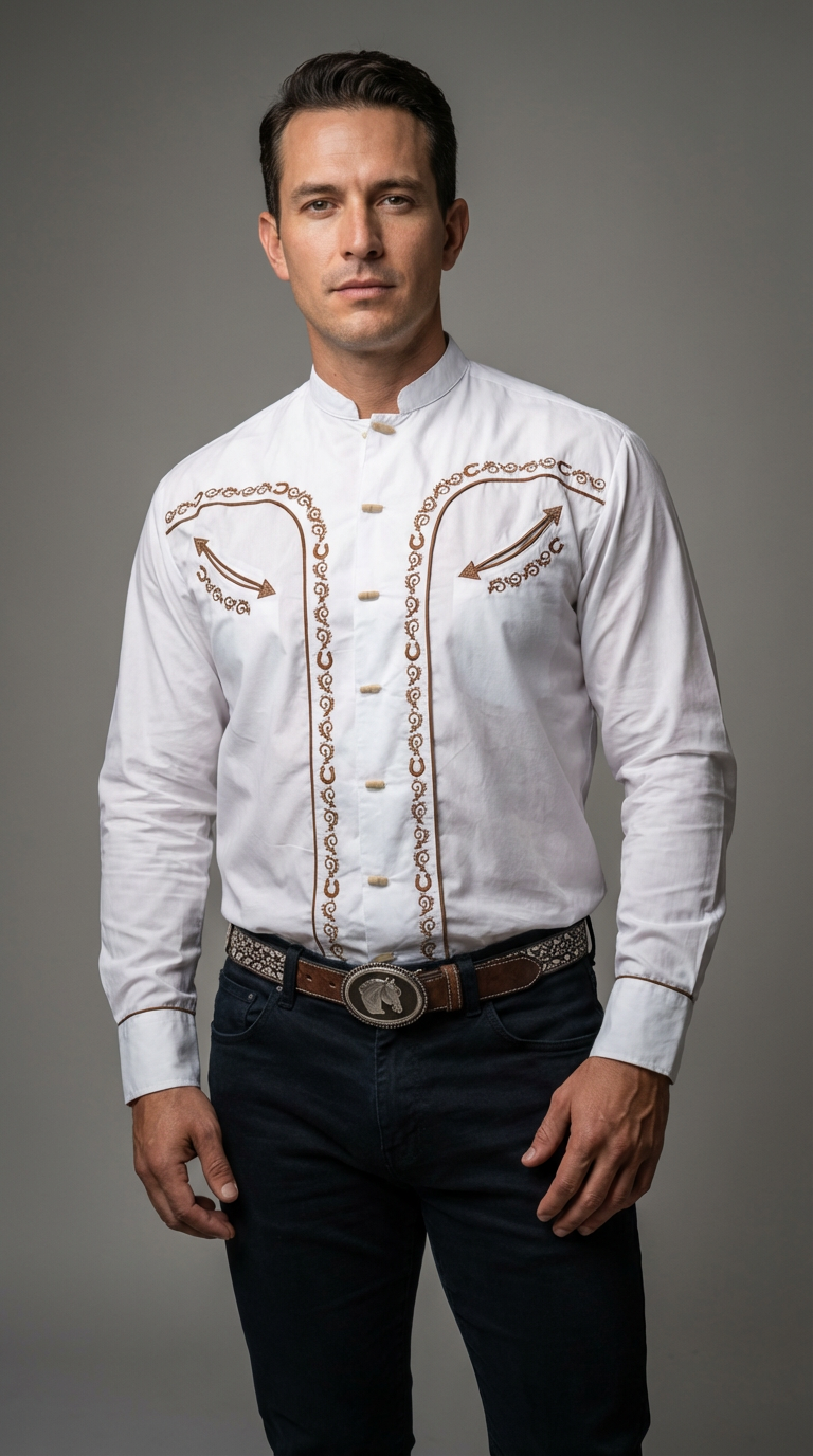Camisa vaquera manga larga Agnor para caballero blanco premium Mod. HAgCL32