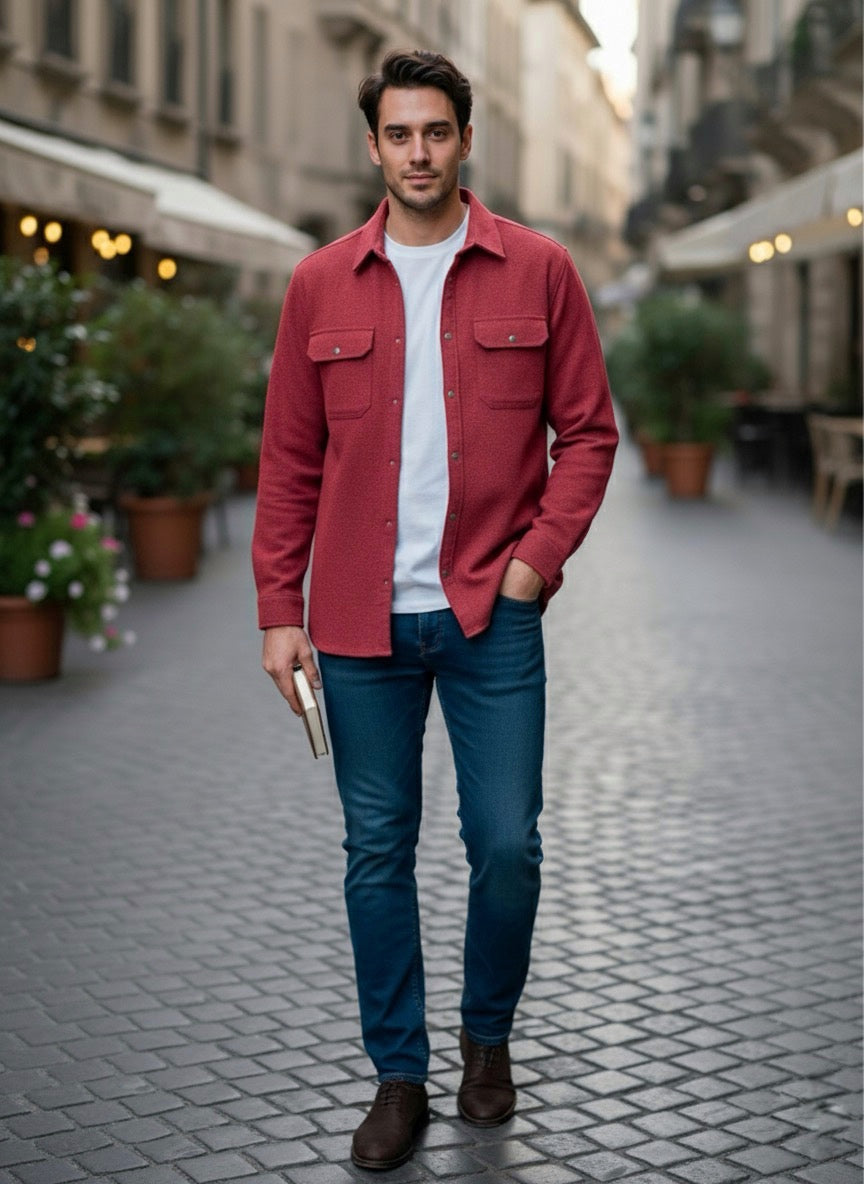 Camisola franela manga larga Agnor para caballero rojo Mod. HAgCL23