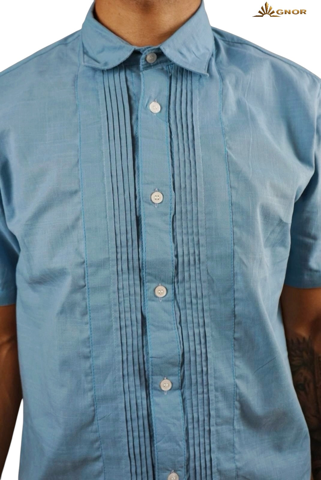 Camisa guayabera manga corta Agnor para caballero Plumbago premium Mod. HAgCC20