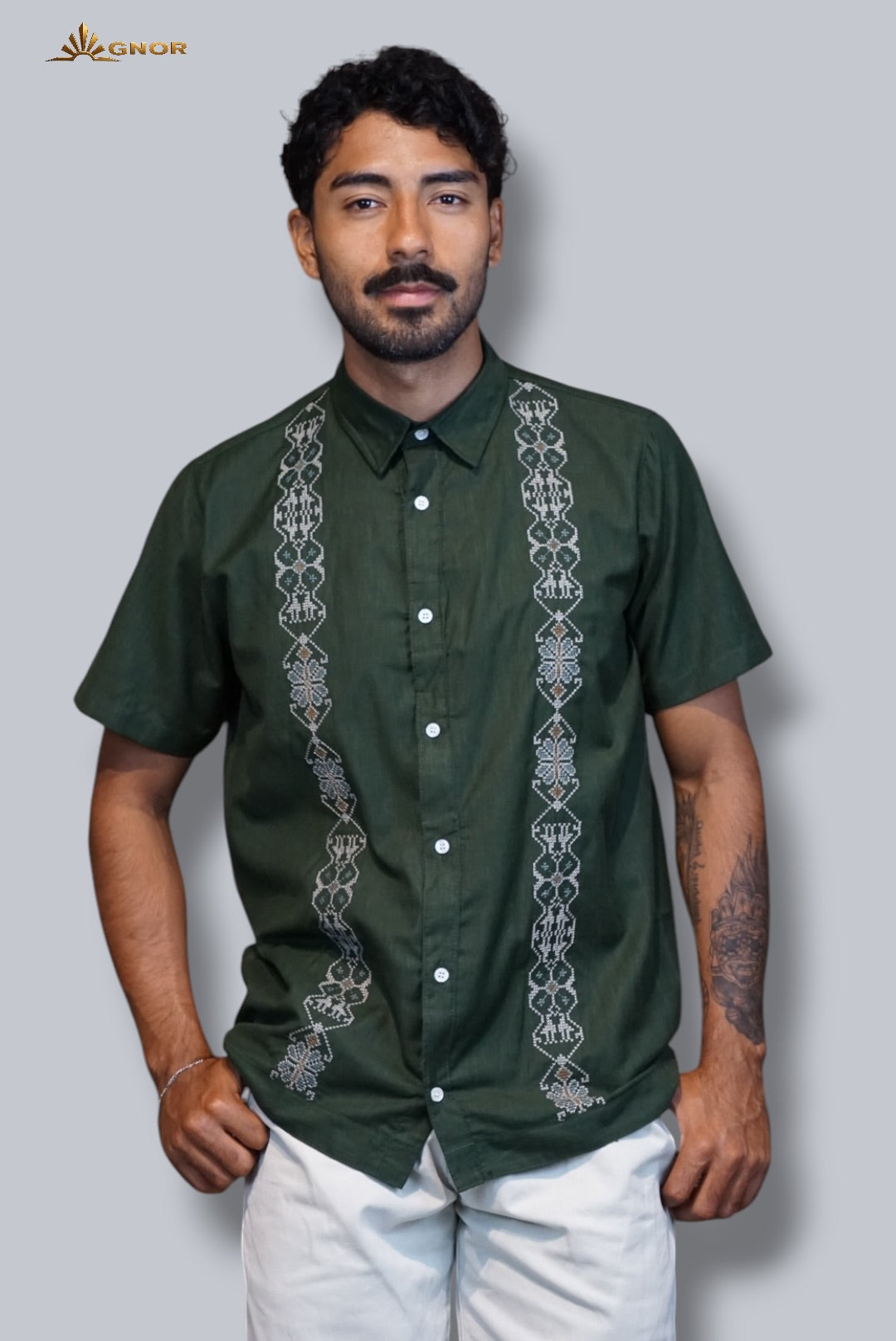 Camisa guayabera manga corta Agnor para caballero Militar premium Mod. HAgCC21