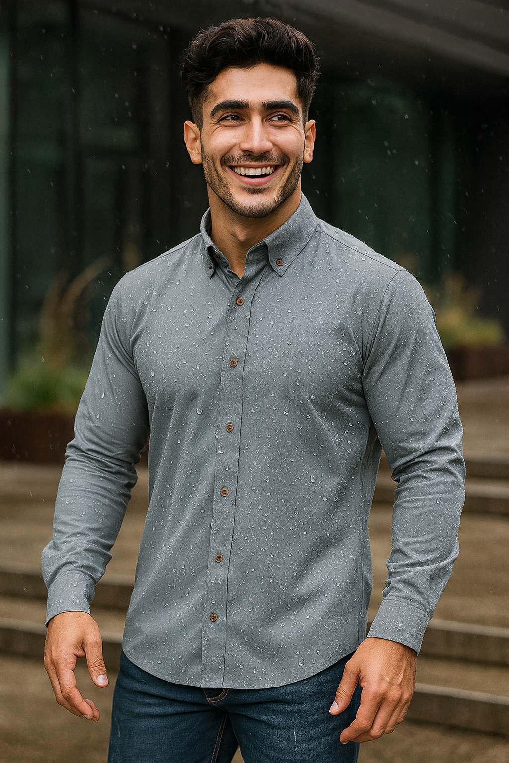 Camisa manga larga Agnor para caballero gris perla Antifluido Mod. HAgCL17