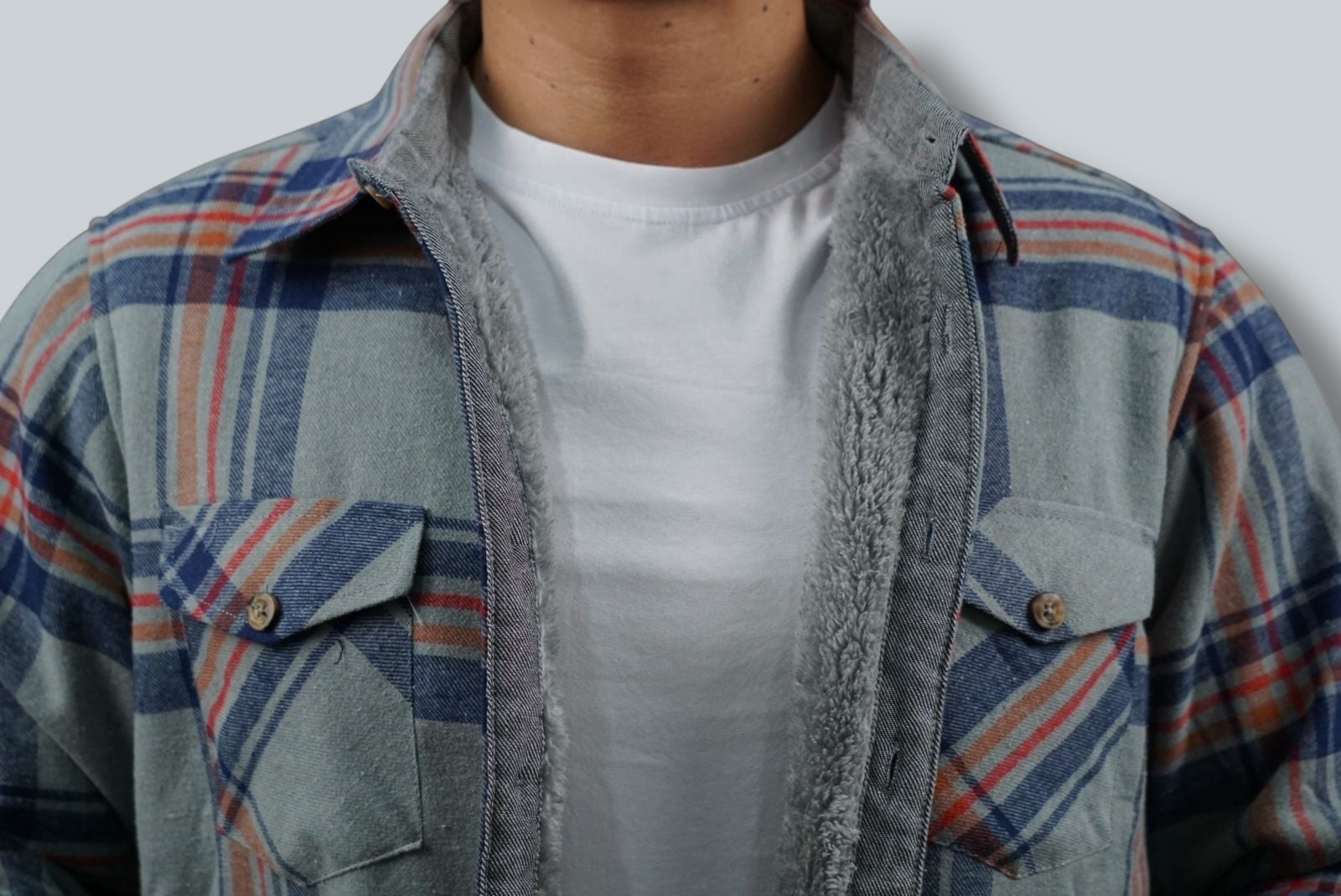 Camisola aborregada manga larga Agnor para caballero Aqua franela premium Mod. HAgCL21