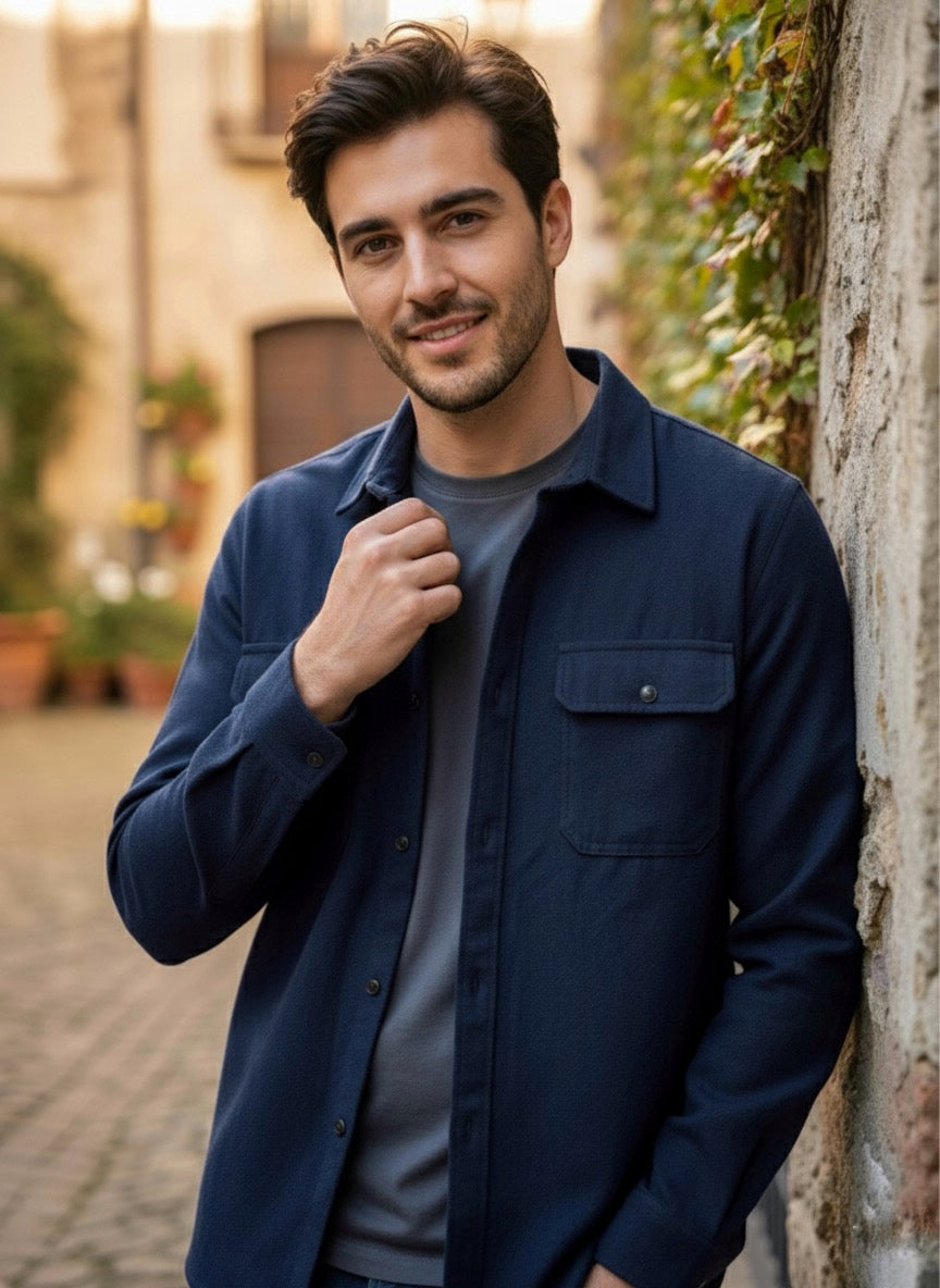 Camisola franela manga larga Agnor para caballero marino Mod. HAgCL23