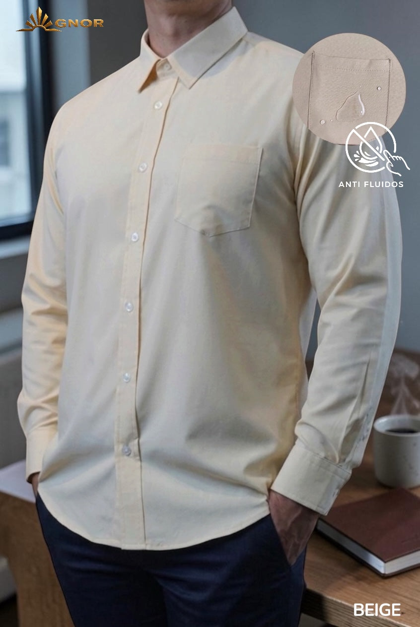 Camisa anti fluido manga larga Agnor para caballero Beige premium Mod. HAgCL36