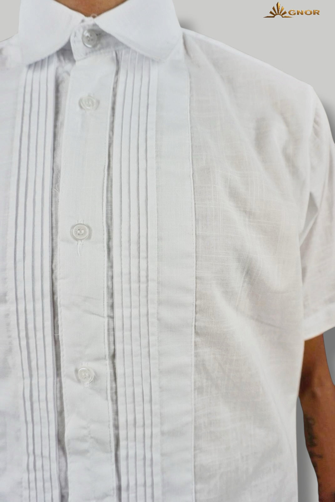 Camisa guayabera manga corta Agnor para caballero Blanco premium Mod. HAgCC20