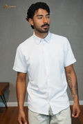 Playera cuello polo tipo camisa Agnor para caballero Blanco premium Mod. HAg41