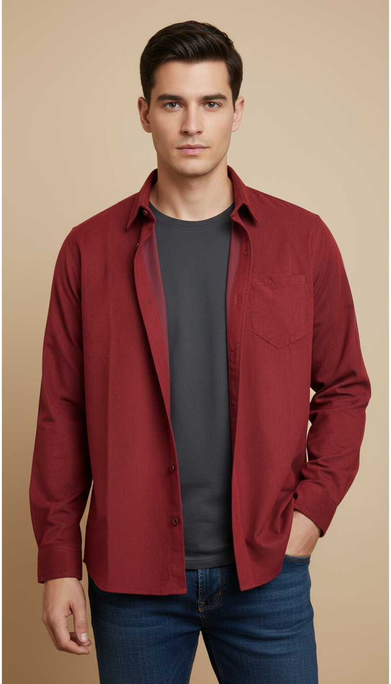 Camisa de panilla manga larga Agnor para caballero rojo premium Mod. HAgCL28