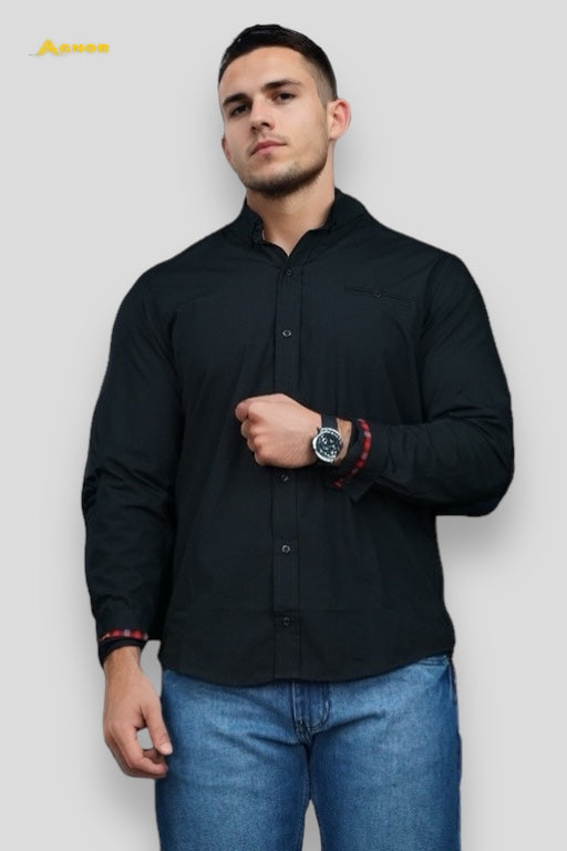 Camisa manga larga Agnor para caballero negro Mod. HAgCL1