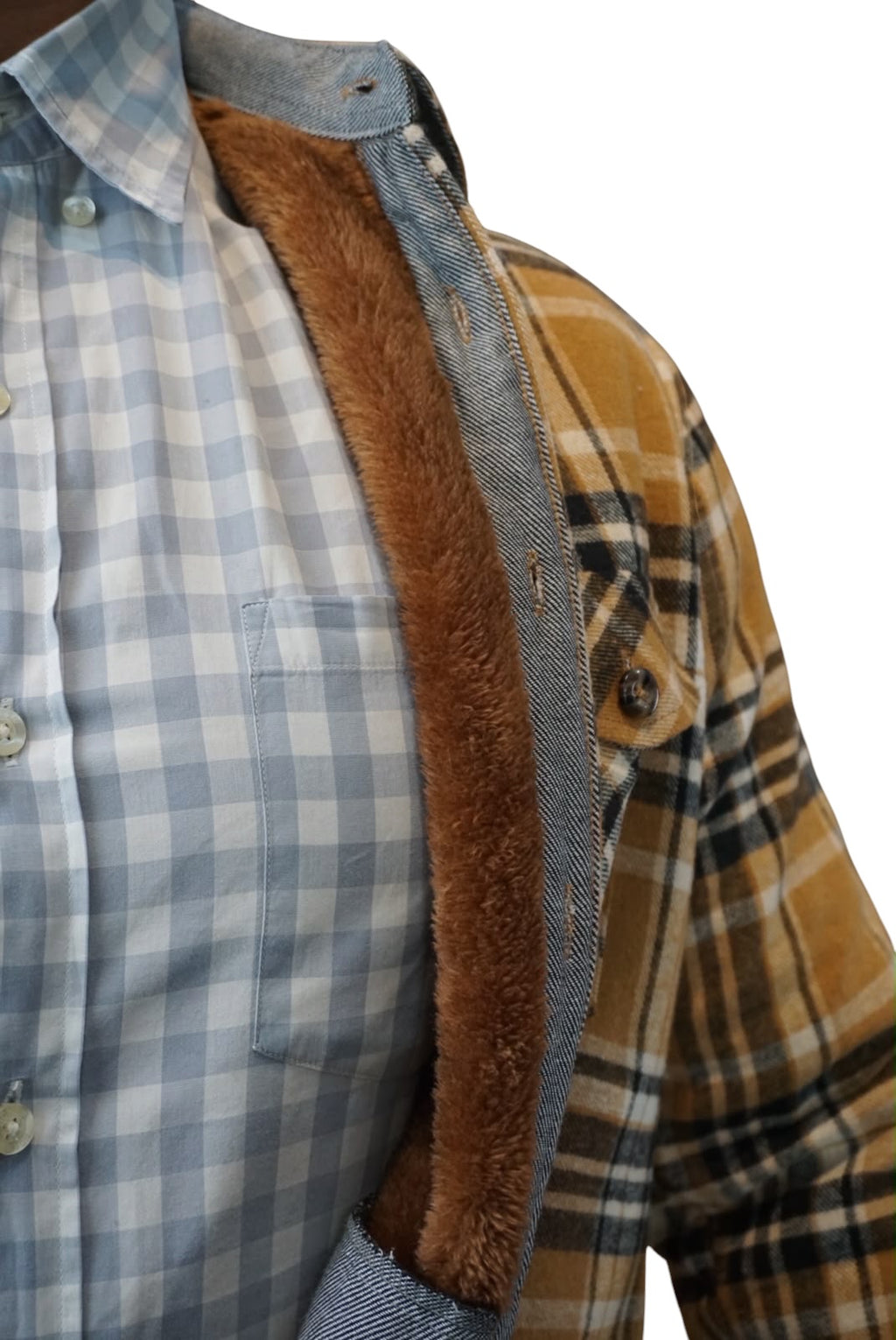 Camisola aborregada manga larga Agnor para caballero mostaza franela premium Mod. HAgCL41