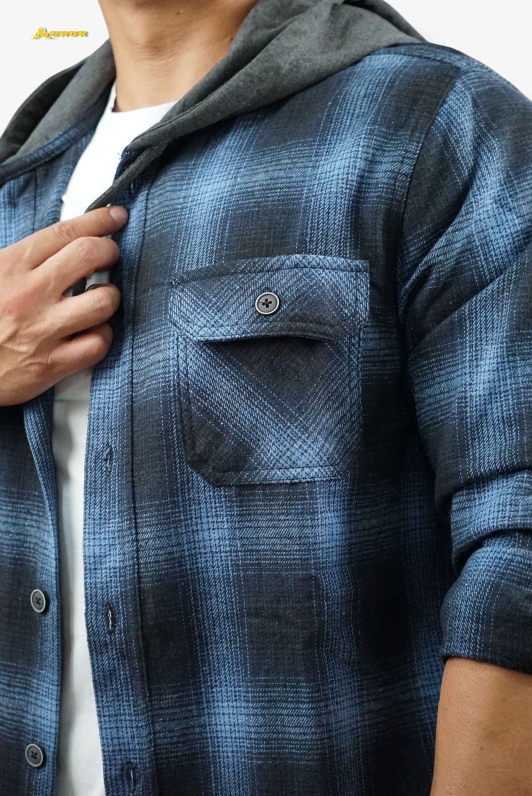 Camisola ligera manga larga Agnor para caballero azul franela premium Mod. HAgCL19