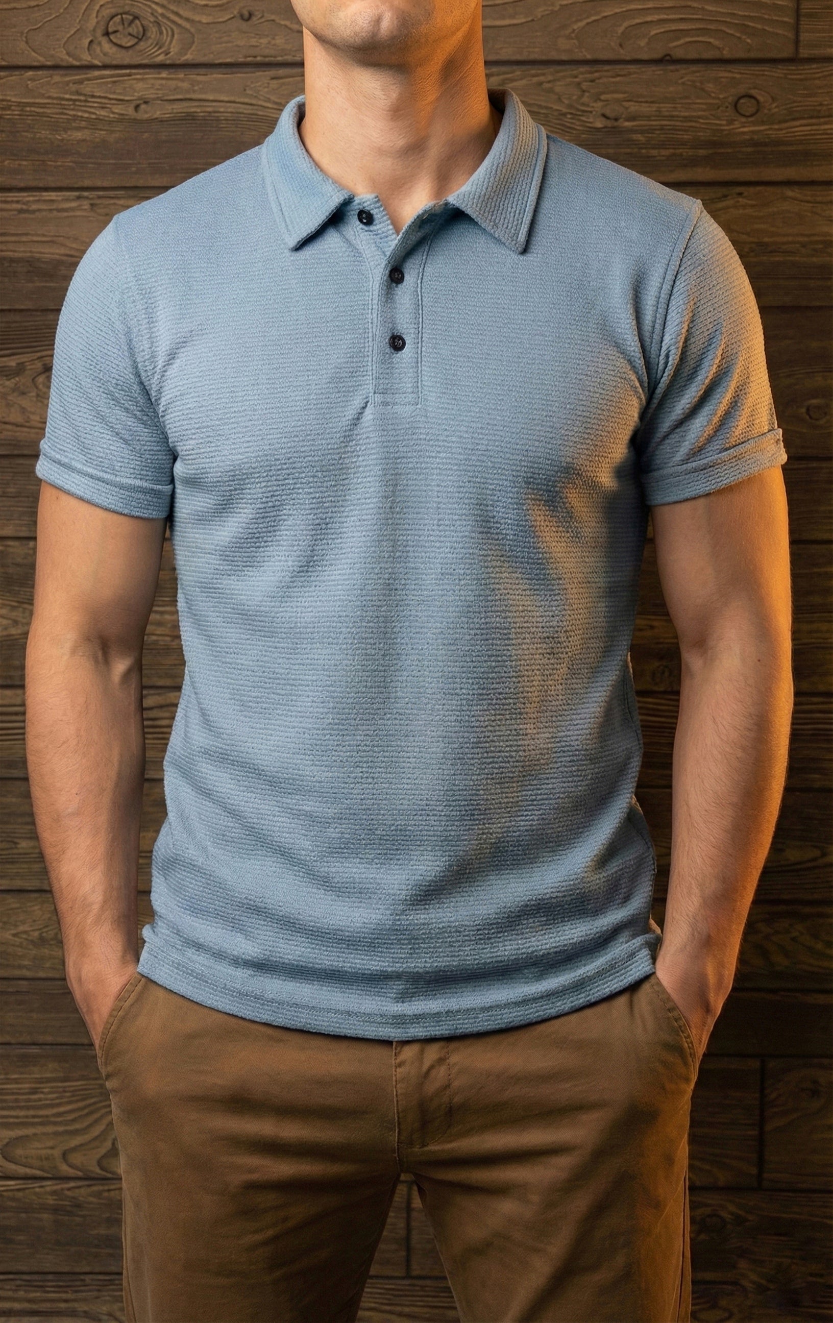 Playera cuello polo Agnor para caballero tejido algodón premium Blue Mod. HAg30