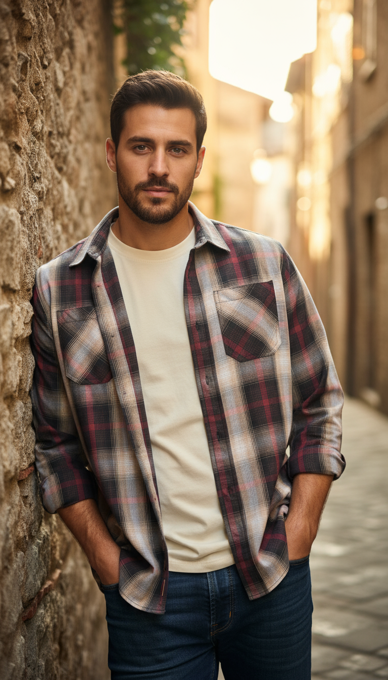 Camisa estilo leñador manga larga Agnor para caballero Rojo algodón premium Mod. HAgCL24