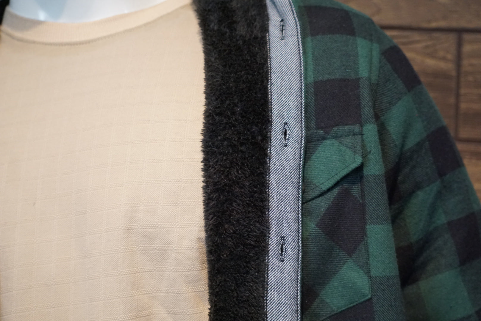 Camisola aborregada manga larga Agnor para caballero verde franela premium Mod. HAgCL42