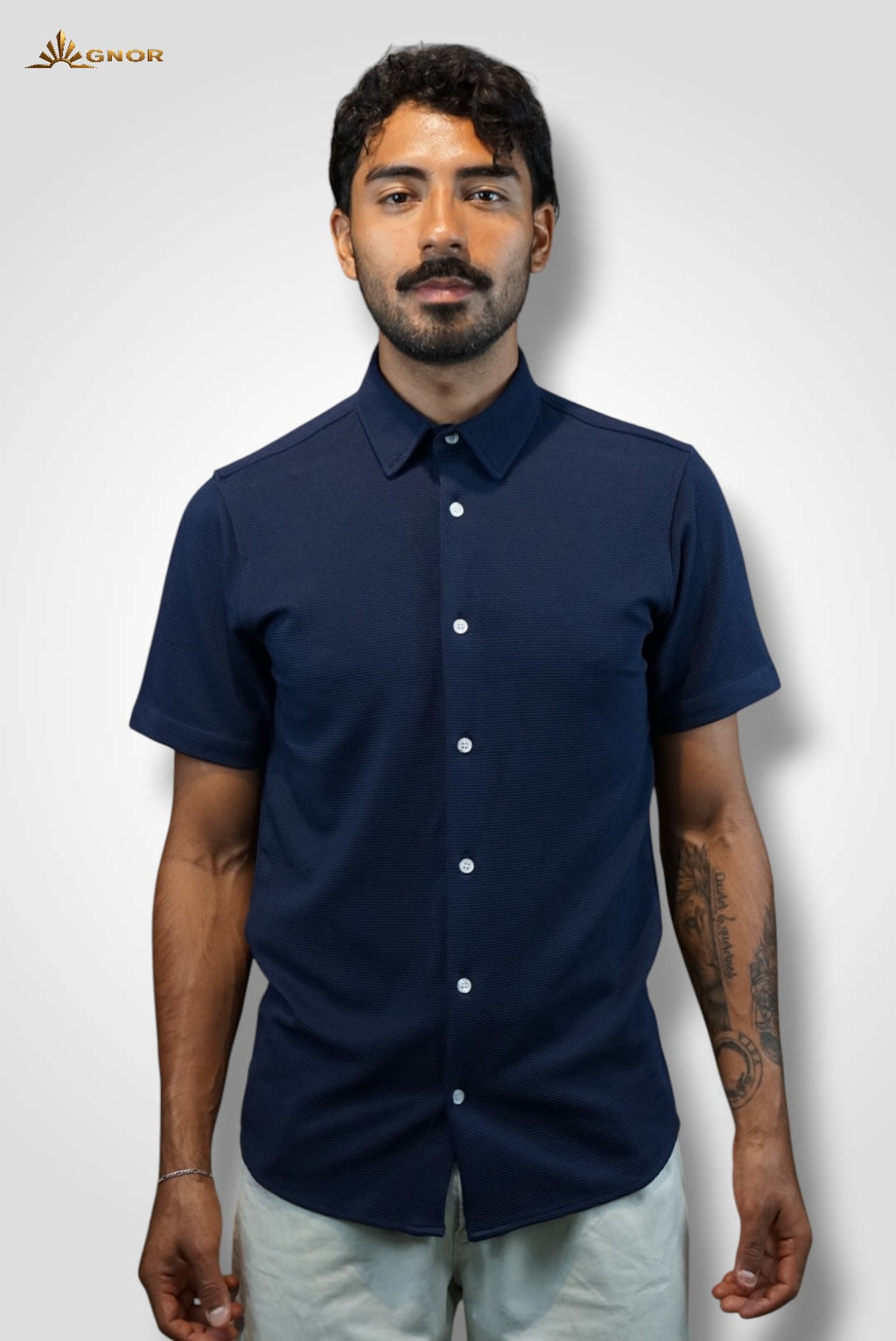 Playera cuello polo tipo camisa Agnor para caballero Marino premium Mod. HAg41