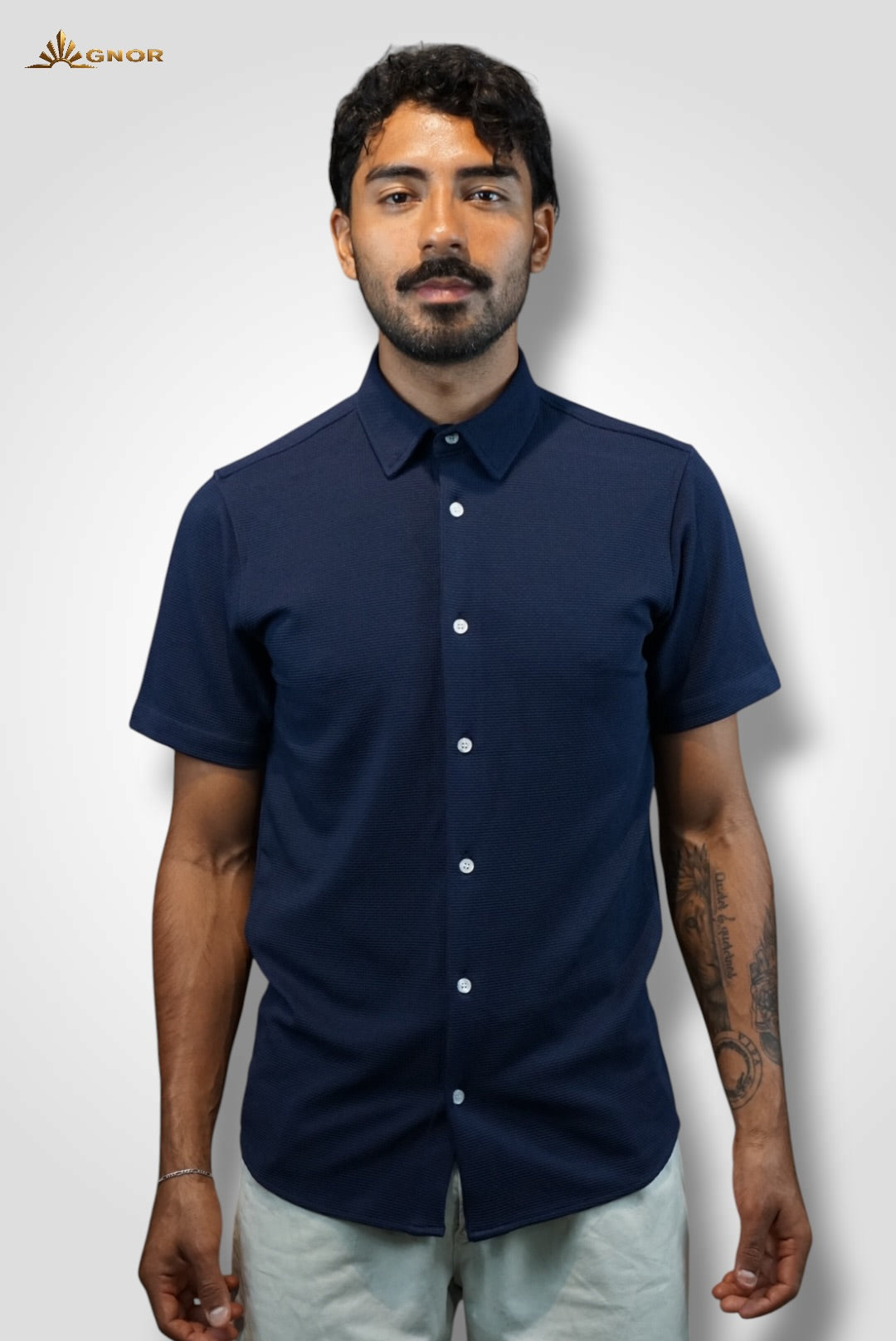 Playera cuello polo tipo camisa Agnor para caballero Marino premium Mod. HAg41