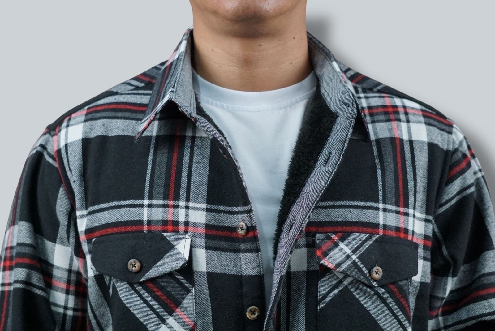 Camisola aborregada manga larga Agnor para caballero Negro franela premium Mod. HAgCL21