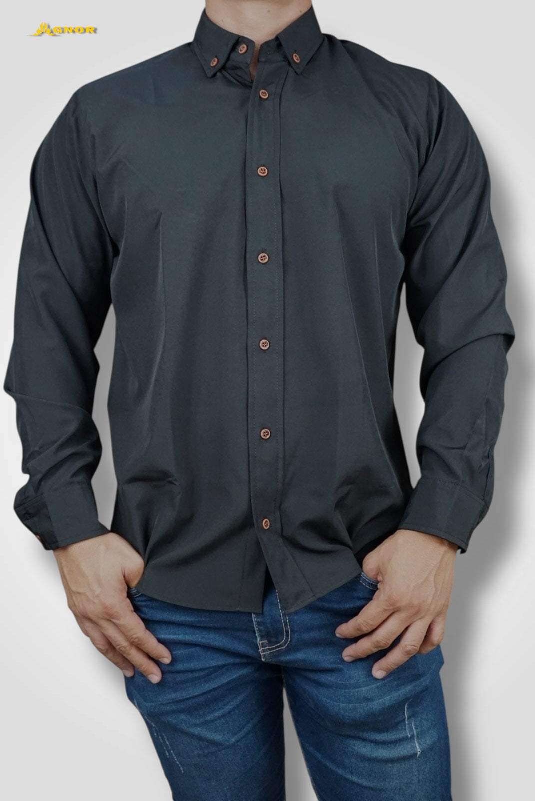 Camisa manga larga Agnor para caballero negro Antifluido Mod. HAgCL17