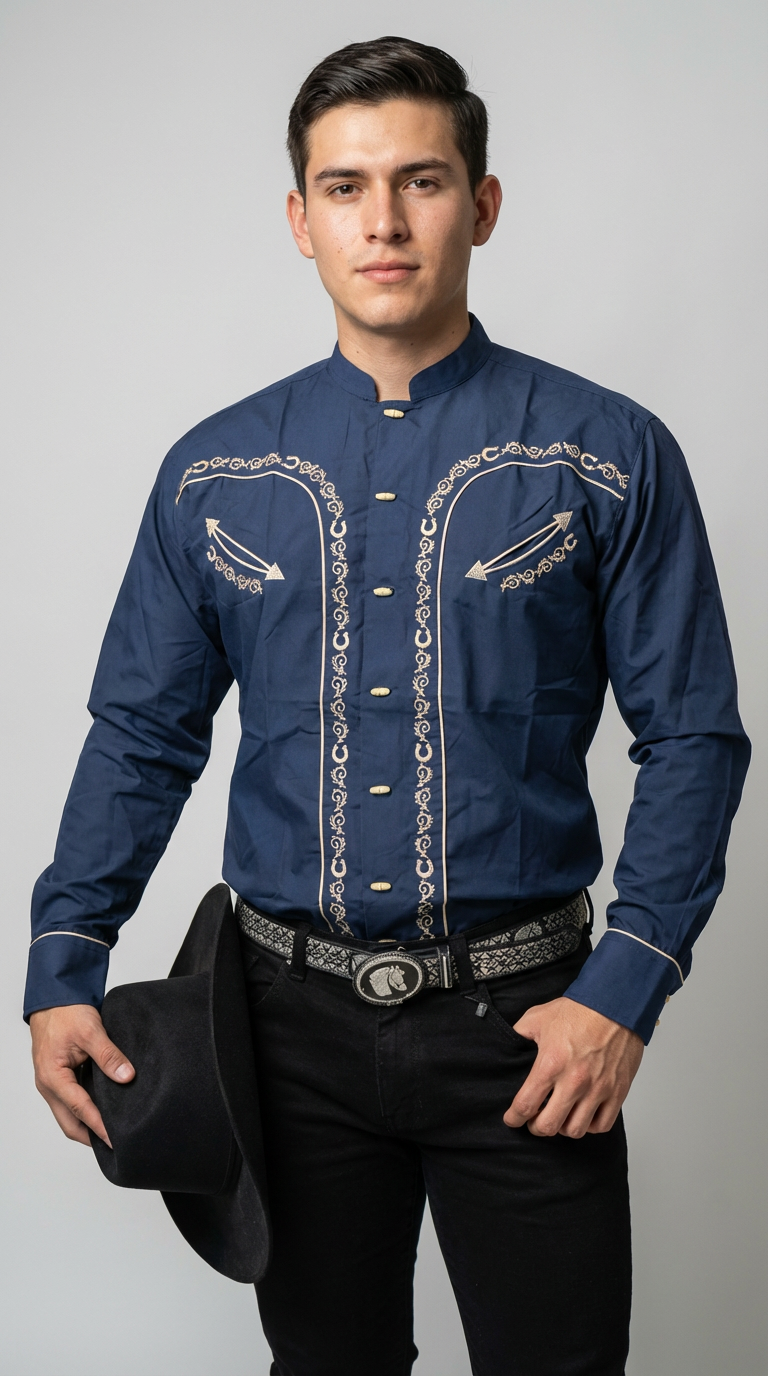 Camisa vaquera manga larga Agnor para caballero marino premium Mod. HAgCL32