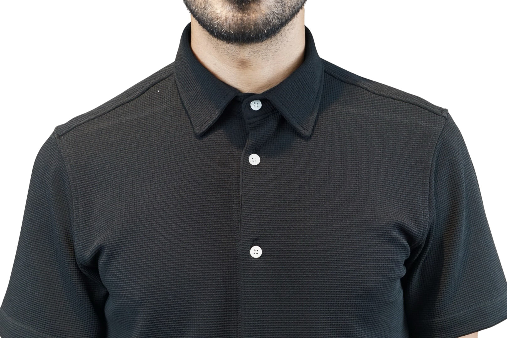 Playera cuello polo tipo camisa Agnor para caballero Negro premium Mod. HAg41