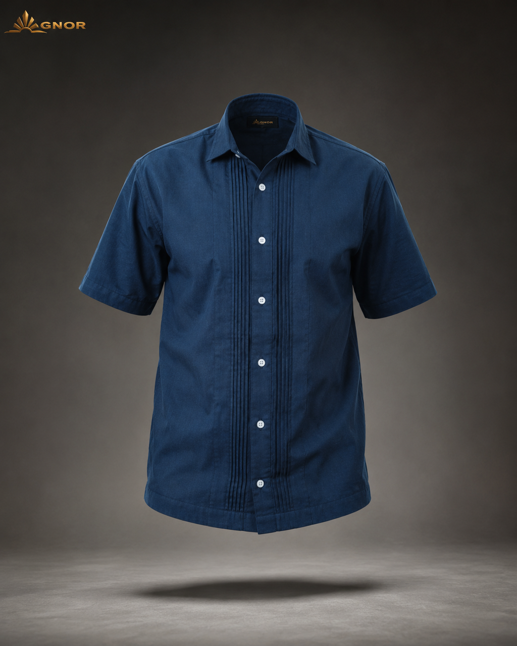 Camisa guayabera manga corta Agnor para caballero Marino premium Mod. HAgCC20