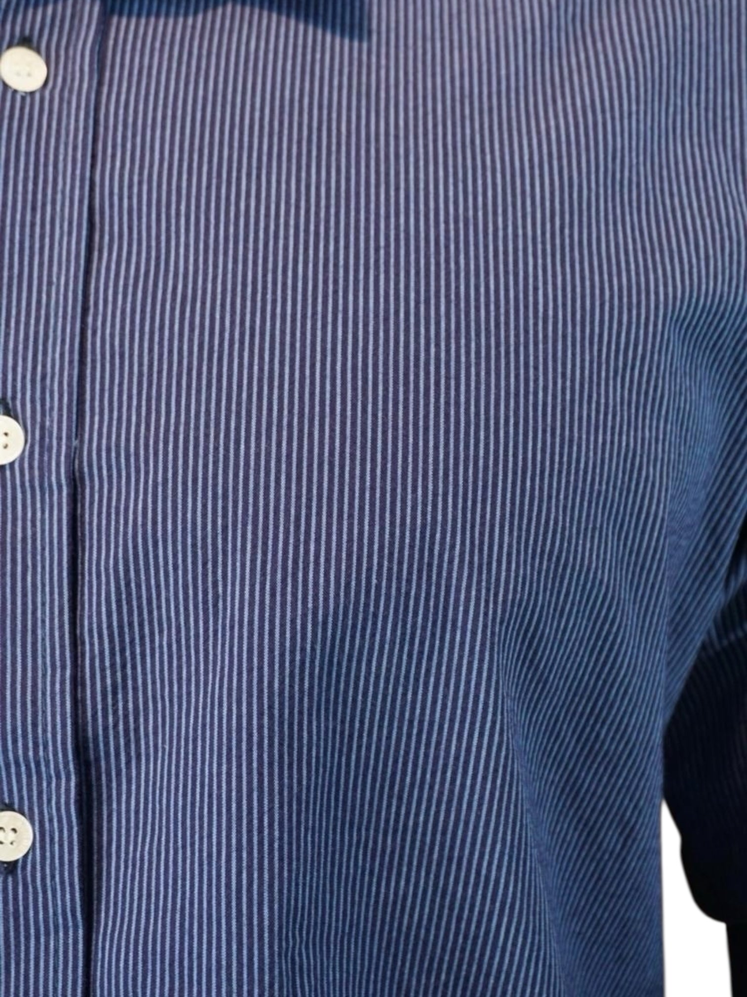 Camisa micro rayas manga larga Agnor para caballero Marino algodón premium Mod. HAgCL25