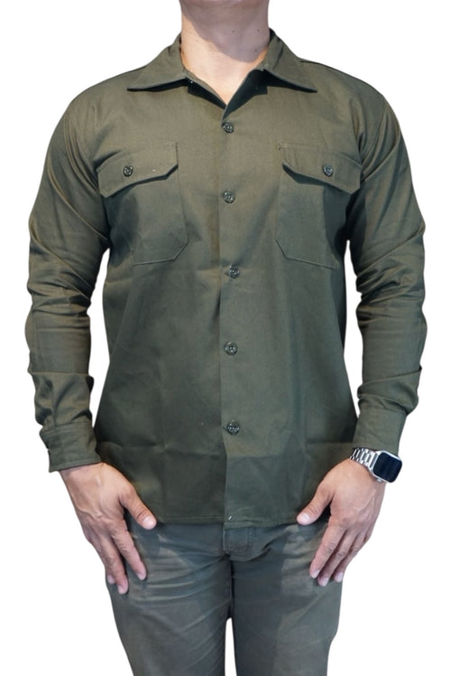 Camisa de gabardina manga larga Agnor para caballero verde premium Mod. HAgCL31