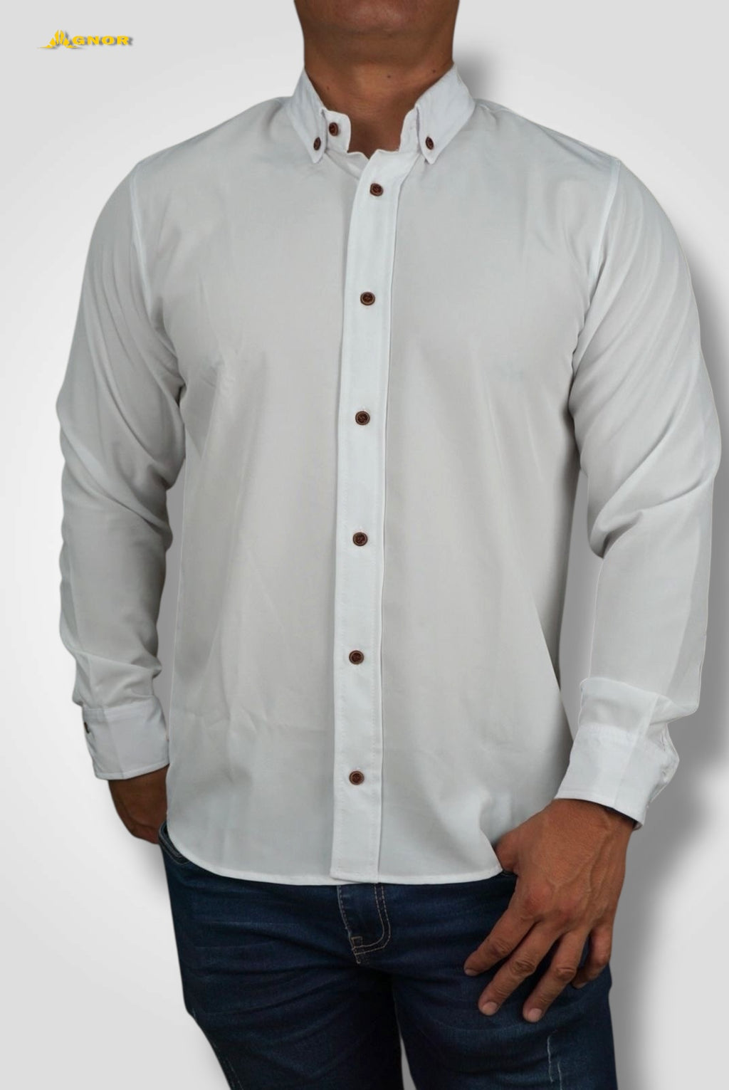 Camisa manga larga Agnor para caballero blanco Antifluido Mod. HAgCL17
