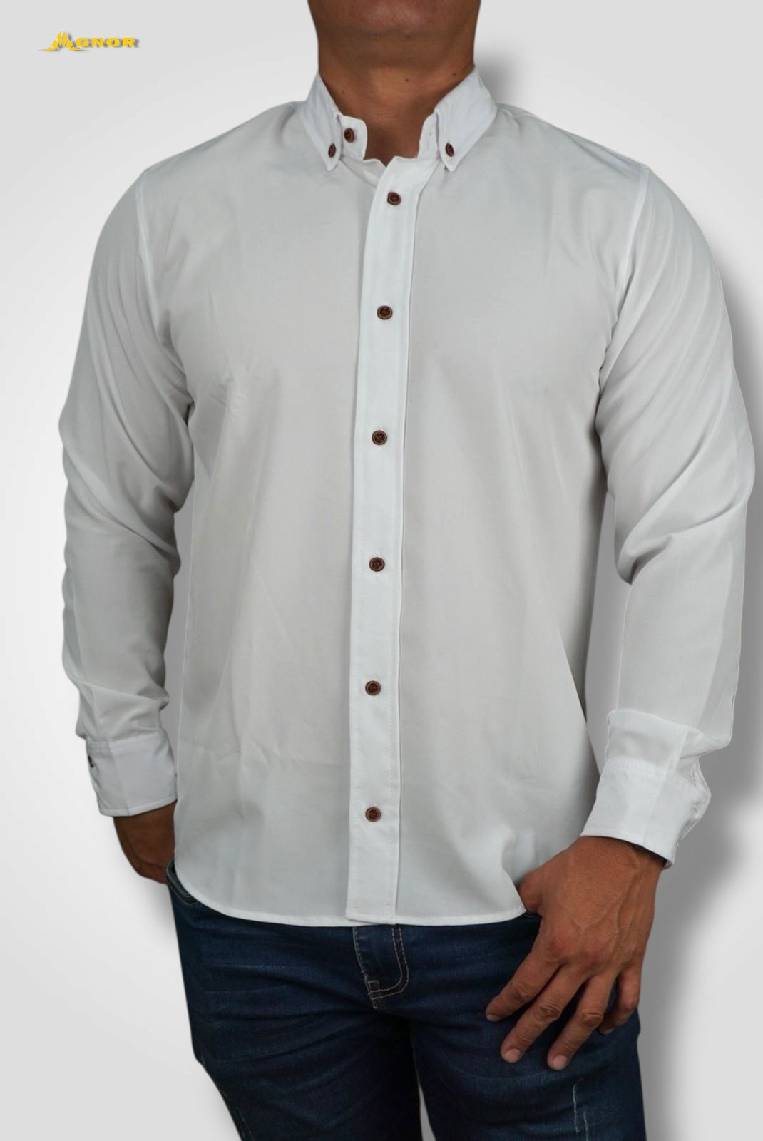 Camisa manga larga Agnor para caballero blanco Antifluido Mod. HAgCL17