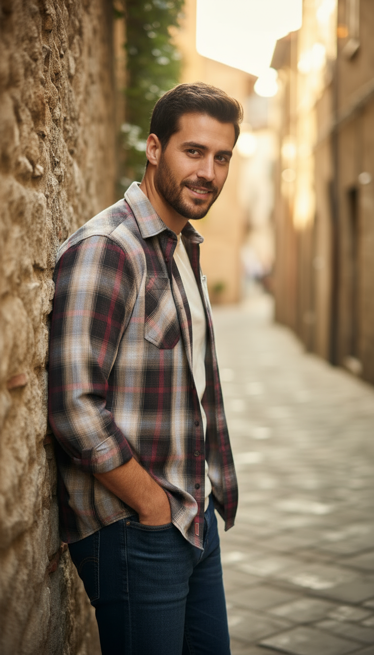 Camisa estilo leñador manga larga Agnor para caballero Rojo algodón premium Mod. HAgCL24