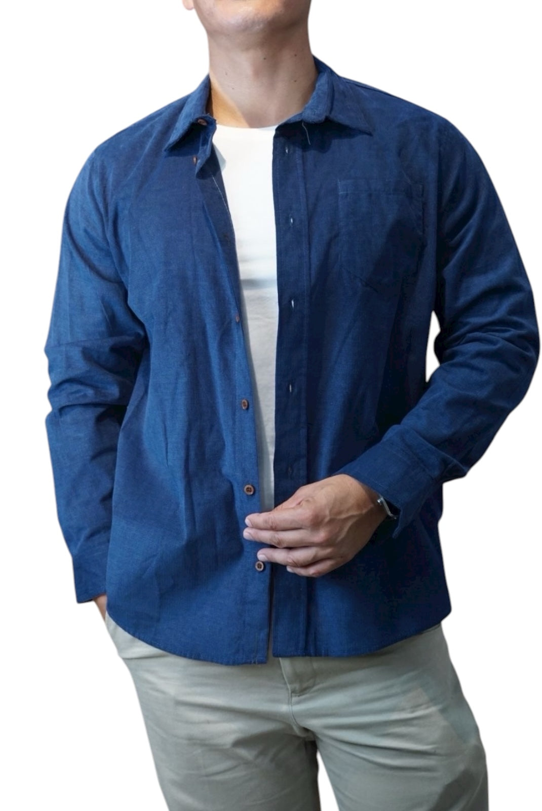 Camisa de panilla manga larga Agnor para caballero azul premium Mod. HAgCL28