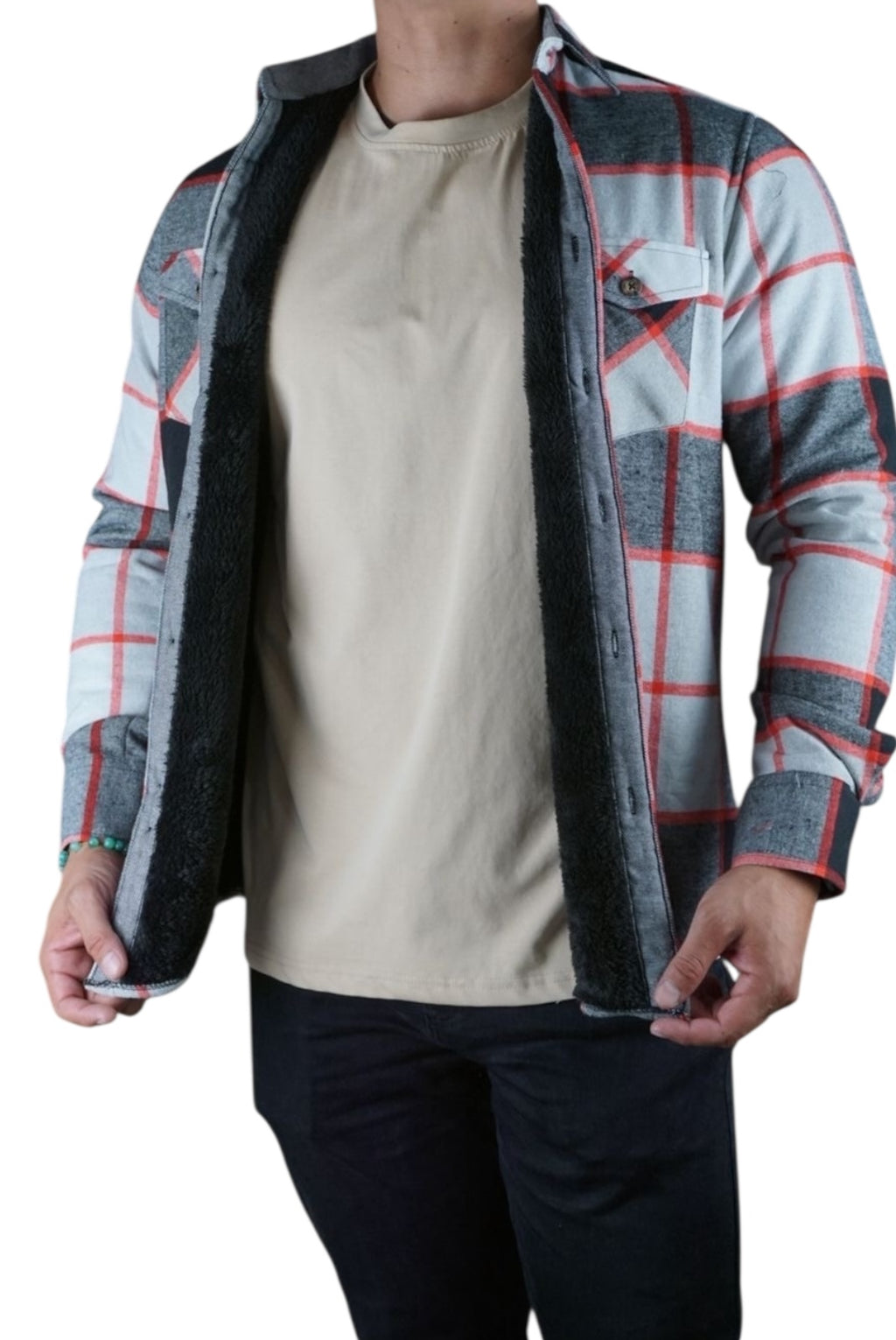 Camisola aborregada manga larga Agnor para caballero Negro franela premium Mod. HAgCL26