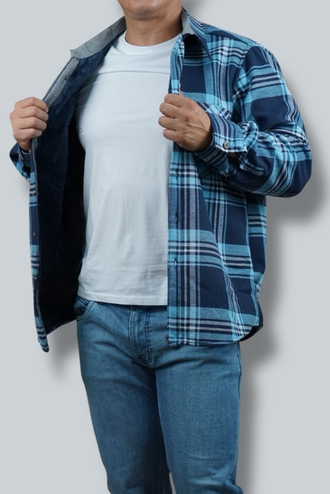 Camisola aborregada manga larga Agnor para caballero Marino franela premium Mod. HAgCL21