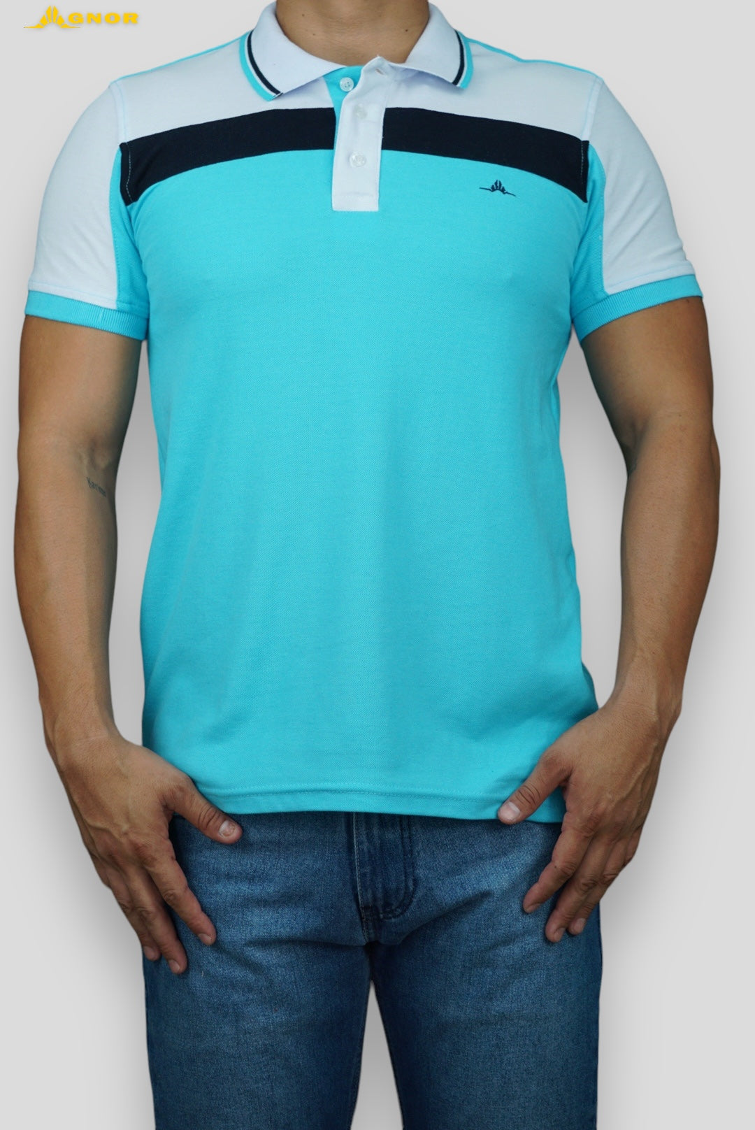 Playera cuello polo Agnor para caballero Aqua Mod. HAg33