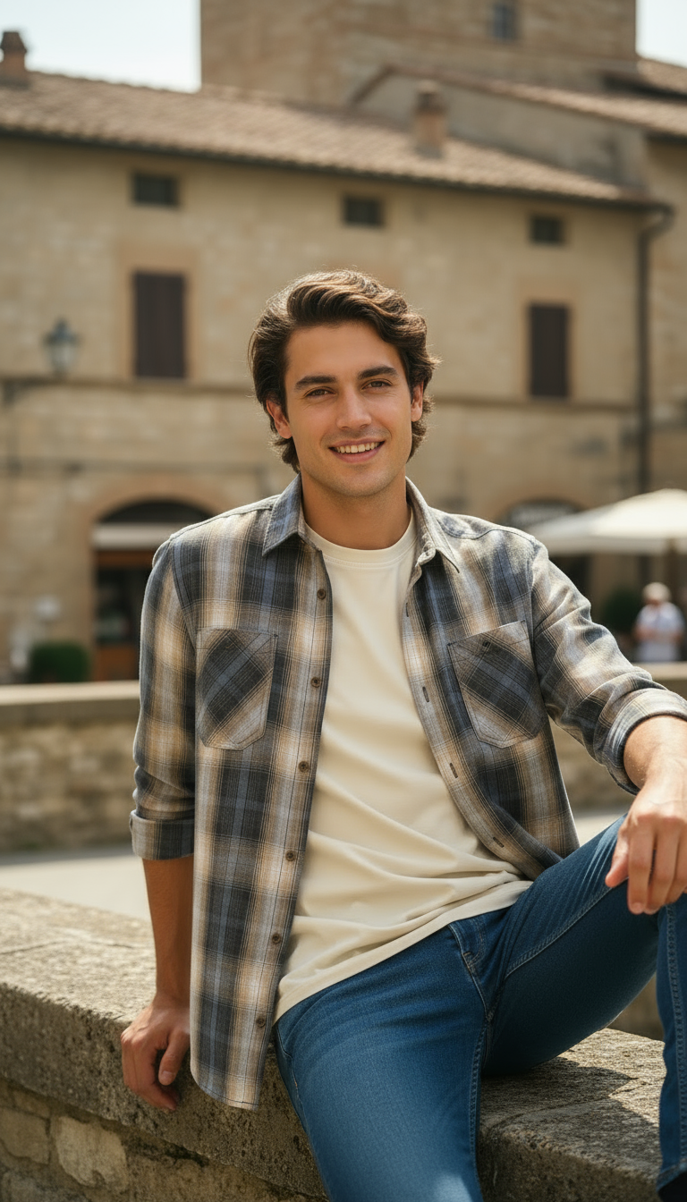 Camisa estilo leñador manga larga Agnor para caballero Amarillo algodón premium Mod. HAgCL24